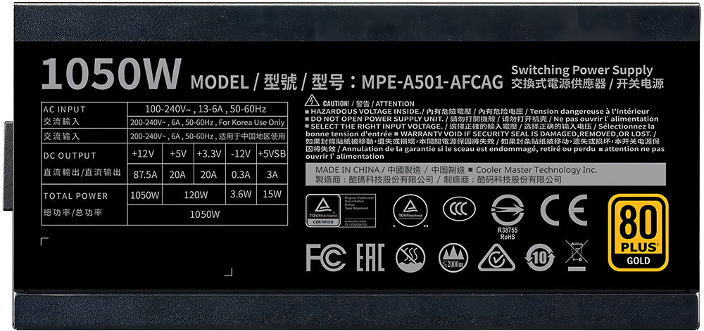 Alimentation Cooler Master MWE GOLD 1050W V2 - 80+ GOLD - Image 5