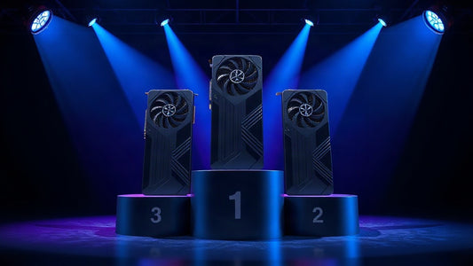 Trois cartes graphiques sur un podium : classement des meilleures cartes graphiques pour l'IA