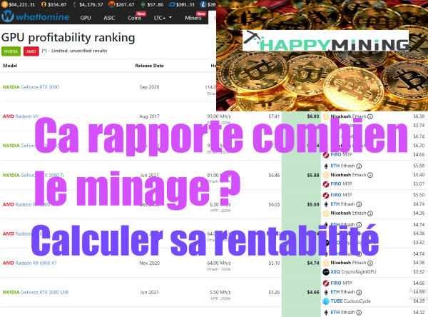 Ca rapporte combien le minage ? Calculer sa rentabilité