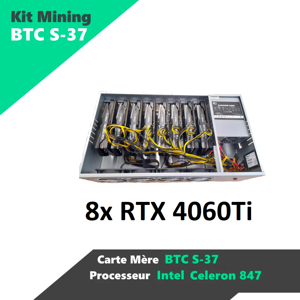 Mining Rig Rack BTC-S37 8x RTX 4060Ti