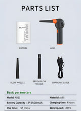 Air Duster Souffleur poussière Sans fil 40000tr/min Batterie rechargeable 6000mAh - Image 3