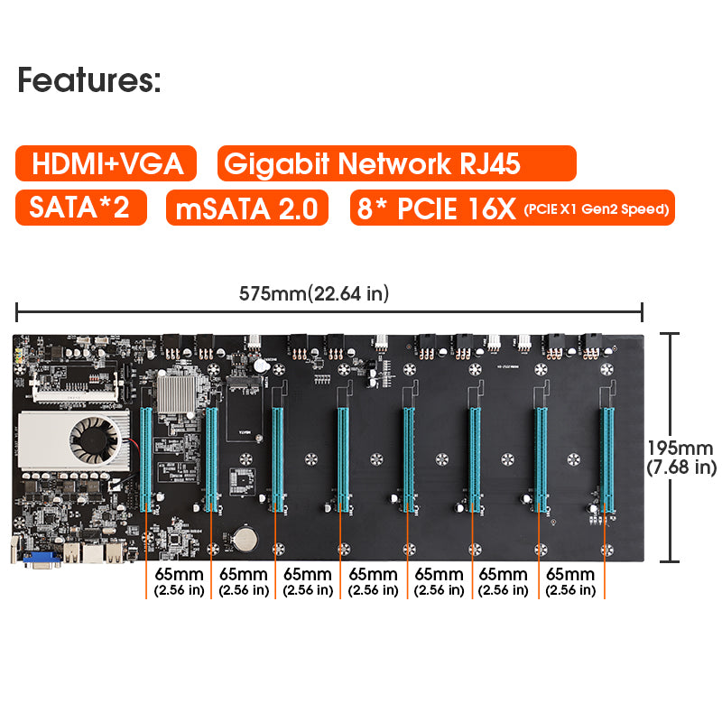 Carte mère BTC-S37 8 GPU (processeur inclus) – Happy Mining