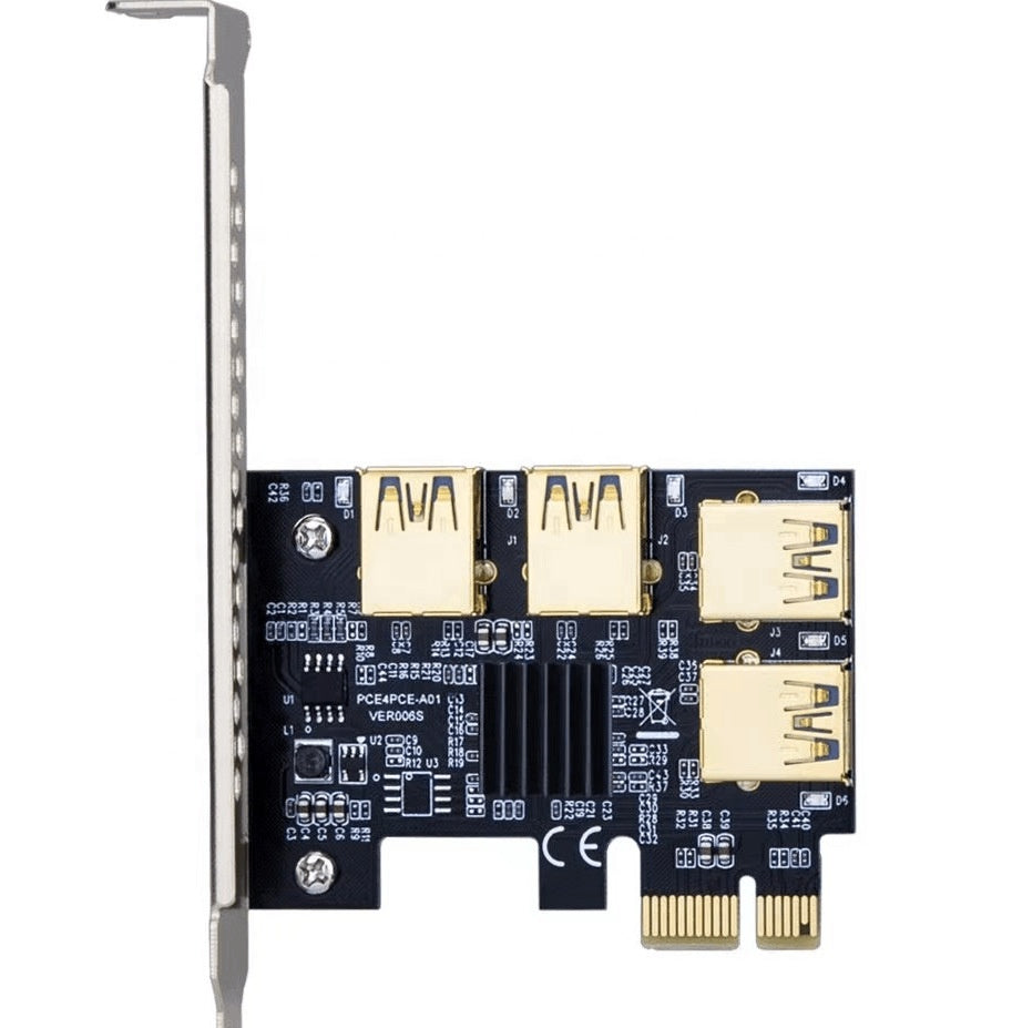 Carte adapteur PCIE 1x à 4 USB Riser