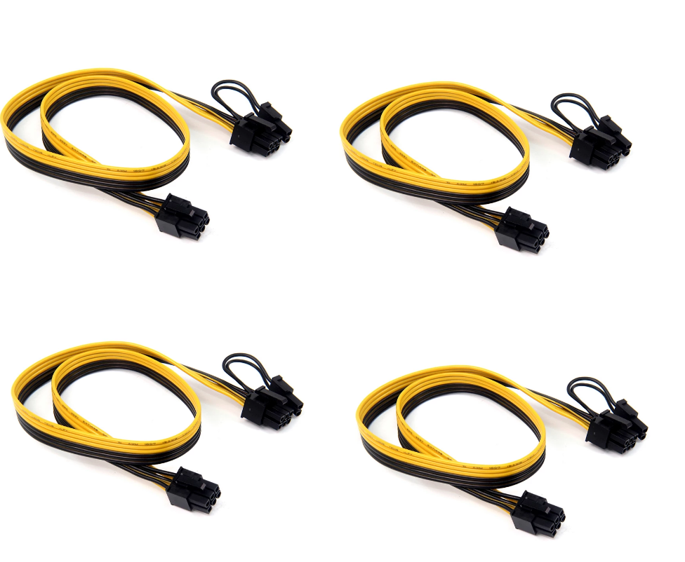 Câbles PCIe 6pins vers 8pins(6+2) 16AWG 50cm (Lot de 4)
