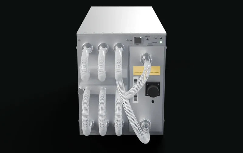 Vue 360° du Antminer S21 Hydro 319TH 5100W BITCOIN – modèle 3D Happy Mining